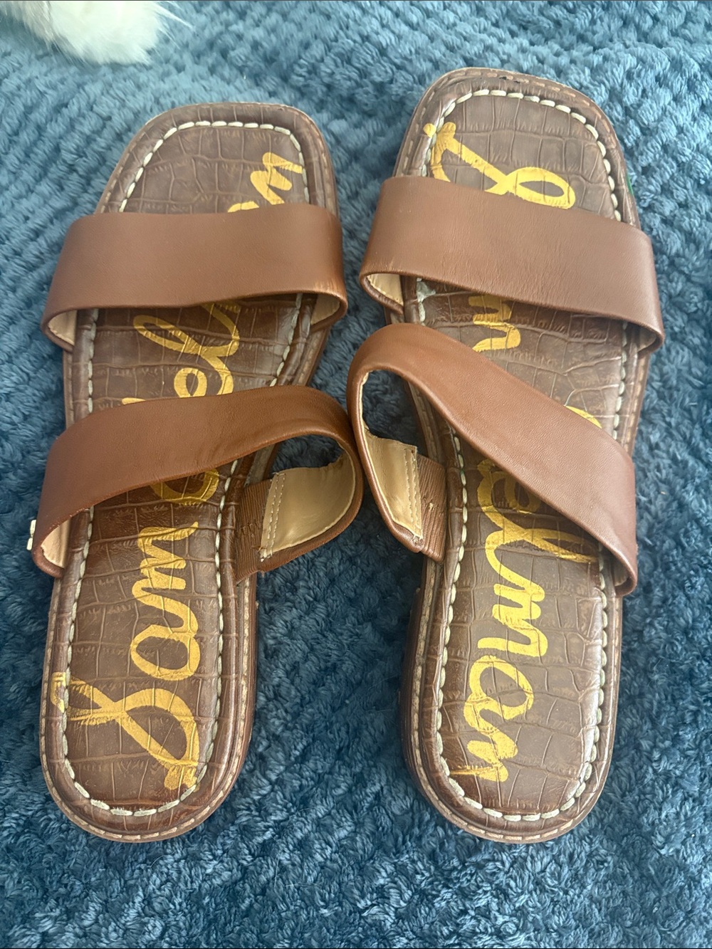 Sam Edelman Brown Leather Slide Sandals